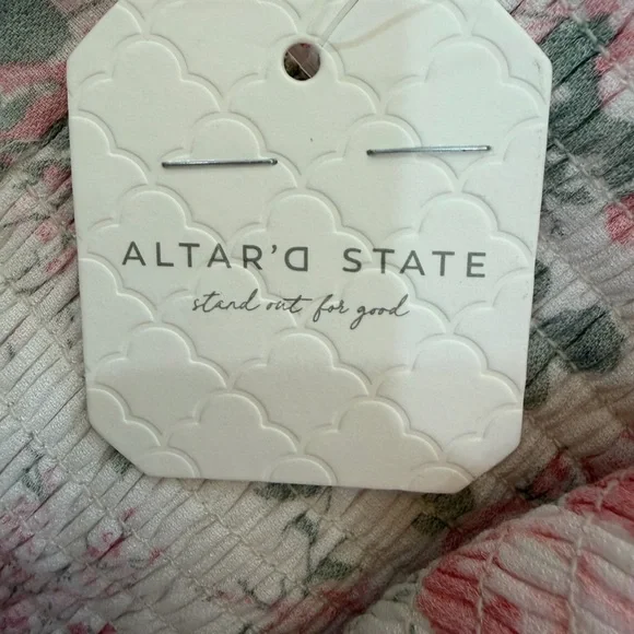 NWT- Altar'd State Blush Pink Floral Square-Neck Tiered Spring Easter Maxi Dress - Picture 2 of 10